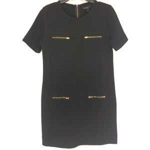 J. Crew Wool Blend Zipper Pockets Black Short Slee